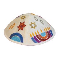 Yair Emanuel Embroidered Kippah - Multicolor Menorah