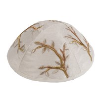 Yair Emanuel Embroidered Kippah - Gold Branches