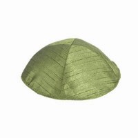 Yair Emanuel Polysilk Kippah - Olive Green