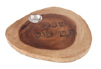 Challah Board Round Natural Wood with Salt Basin Designed by Yair Emanuel 11"