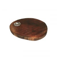 Yair Emanuel Challah Board Round Mango Wood with Salt Basin