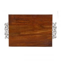 Challah Board Wood with Silver Laser Cut Handles