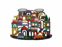 Candlesticks Metal Laser Painted Jerusalem Designed by Yair Emanuel