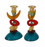 Yair Emanuel Candlesticks Geometric Multicolor Shape Design 7"