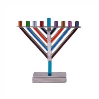 Yair Emanuel Candle Menorah Chabad Style Multi Color 7.5"