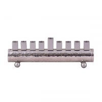 Candle Menorah Hammered Cylinder Shaped Strip Silver Color by Yair Emanuel