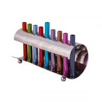 Yair Emanuel Candle Menorah Wave Design with Multi Colored Round Branches