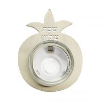Yair Emanuel Metal Serving Piece Glass Bowl Pomegranate Design Silver