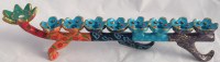 Yair Emanuel Candle Menorah Hand Painted Multicolor Flowers