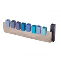 Yair Emanuel Hammered Menorah L Shaped with Anodized Blue Stems