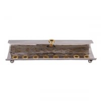 Candle Menorah Hammered Wave Shape Brass by Yair Emanuel