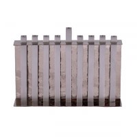 Candle Menorah Hammered Backdrop with Anodized Straight Lined Branches Silver by Yair Emanuel