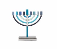 Yair Emanuel Candle Menorah Small Classic Style Blue Toned Branches