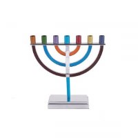 Yair Emanuel 7 Branch Menorah Mulitcolor Rounded Cups and Branches Small Size