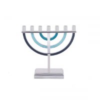 Yair Emanuel 7 Branch Menorah Blue Shades Rounded Cups and Branches Small Size