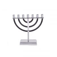 Yair Emanuel 7 Branch Menorah Black and Silver Rounded Cups and Branches Small Size