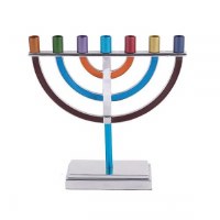 Yair Emanuel 7 Branch Menorah Mulitcolor Rounded Cups and Branches Large Size