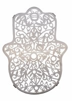 Yair Emanuel Trivet Stainless Steel Laser Hamsa Shape