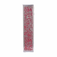 Yair Emanuel Mezuzah Case Wide Anodized Metal Cutout Pomegranate Design Red 12cm