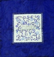 Yair Emanuel Embroidered Matzah Cover and Afikoman Bag - Pomegranates White on Blue