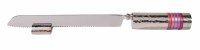 Yair Emanuel Challah Knife Hammered Metal Designed with Pink Rings