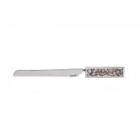 Yair Emanuel Challah Knife Serrated Blade  Laser Cut Pomegranate Design Gray 13.8"