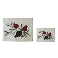 Yair Emanuel Raw Silk Tallit and Tefillin Bag Set - Pomegranate