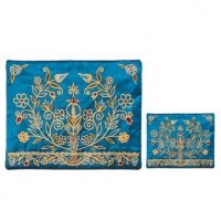 Yair Emanuel Embroidered Tallit and Tefillin Bag Set - Gold and Blue