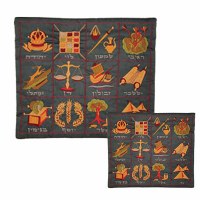 Yair Emanuel Embroidered Tallit and Tefillin Bag Set - The Twelve Tribes in Blue