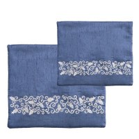 Yair Emanuel Blue Tallit and Tefillin Bag Set - Silver Pomegranates