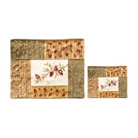 Yair Emanuel Embroidered Tallit and Tefillin Bag Set with Patches - Pomegranates Silver and Gold