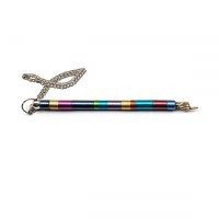 Yair Emanuel Anodized Aluminum Torah Pointer Stripes Design Multicolor 8"