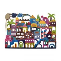 Yair Emanuel Metal Hand Painted Wall Hanging Jerusalem 14" x 10"