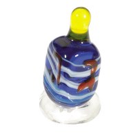 Yair Emanuel Glass Dreidel with Stand - Blue & Yellow