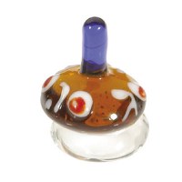 Yair Emanuel Glass Dreidel with Stand - Orange & Purple