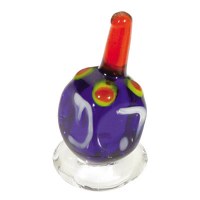 Yair Emanuel Glass Dreidel with Stand - Purple & Red