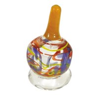 Yair Emanuel Glass Dreidel with Stand - Orange Multi