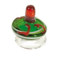 Yair Emanuel Glass Dreidel with Stand - Green & Red