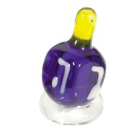 Yair Emanuel Glass Dreidel with Stand - Purple & Yellow