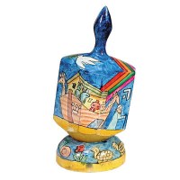 Yair Emanuel Large Painted Dreidel With Stand - Noah's Ark