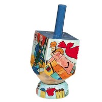 Yair Emanuel Small Painted Dreidel With Stand - Figures Design