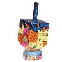 Yair Emanuel Small Painted Dreidel With Stand - Jerusalem Design