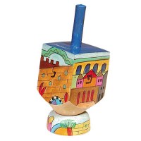Yair Emanuel Small Painted Dreidel With Stand - Jerusalem Design