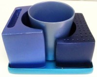Yair Emanuel Nickel Hammered Havdallah Set Blue