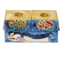 Yair Emanuel Judaica Figures Candle Menorah & Shabbat Candlesticks in One