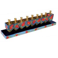 Yair Emanuel Judaica Dreidel Candle Menorah Pomegranates