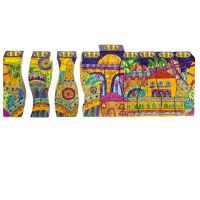 Yair Emanuel Judaica Fitted Chanukah Candle Menorah Jerusalem Design