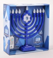 Electric LED Plastic Menorah Classic Design Blue