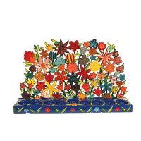 Yair Emanuel Tea Lights Candle Menorah Large Lazer Cutout - Flowers