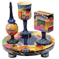 Yair Emanuel Wooden Havdallah Set - Jerusalem